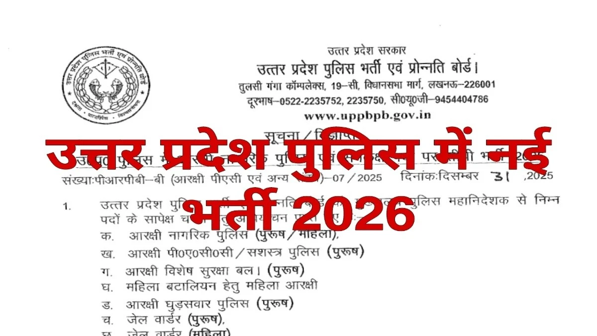 UP Police Constable Recruitment 2026 Notification Hindi