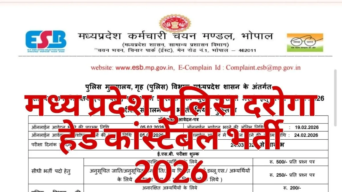 MP Police Head Constable And ASI Computer Vacancy 2026